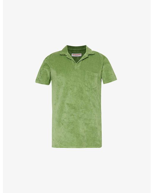 Orlebar Brown Green Short-sleeve Terry-towelling Organic-cotton Polo Shirt for men