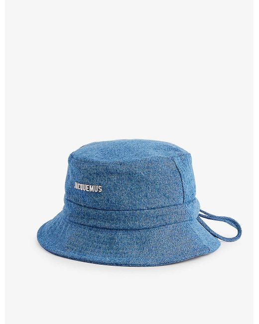 Jacquemus Blue Le Bob Gadjo Brand-plaque Cotton-blend Bucket Hat