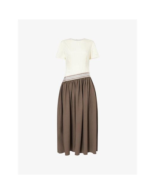 Abadia Brown Sadu Asymmetric Cotton-Jersey Midi Dress
