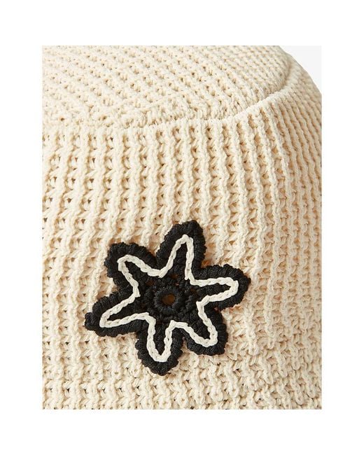 Claudie Pierlot Natural Flower-Embellished Crochet Bucket Hat