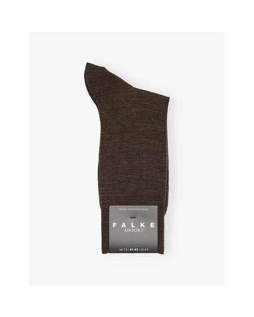 Falke Brown Airport Crew-Length Stretch-Cotton for men