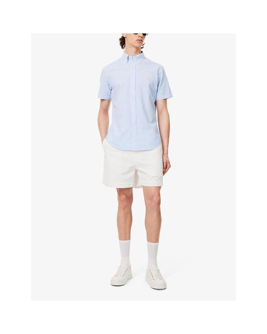 Polo Ralph Lauren Blue Logo-embroidered Regular-fit Cotton-seersucker Shirt for men