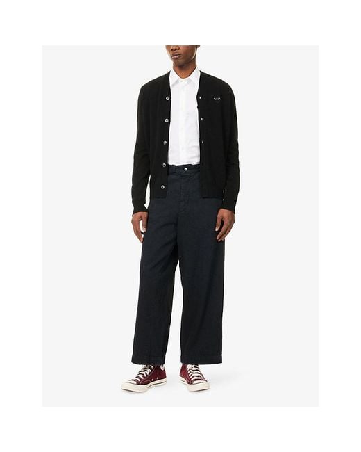 COMME DES GARÇONS PLAY White Heart-Embroidered Button-Up Cotton Shirt for men