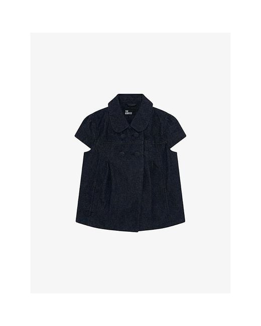 The Kooples Blue Collared Button-Down Short-Sleeve Denim Jacket