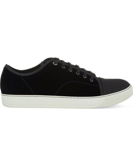 Lanvin Black Velvet Low-Top Trainers for men