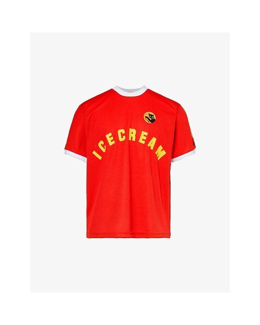 ICECREAM Red Football Jersey Branded Woven T-shirt X for men