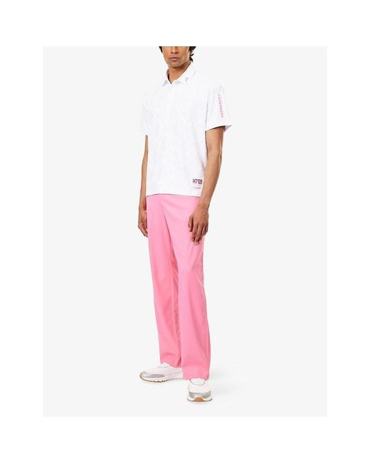 J.Lindeberg White 30Y Matt Relaxed Woven Polo T-Shirt for men