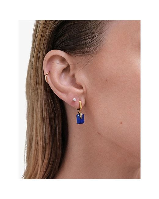 Astley Clarke Blue Deco 18Ct Vermeil, Lapis And Sapphire Drop Huggies