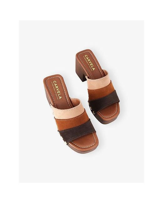 Carvela Kurt Geiger Brown Settanta Suede Heeled Mules