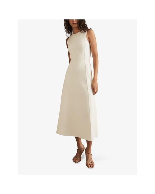 【海外限定】REISSワンピース☆Nilo Sleeveless Knitted Midi Dr Reiss Nilo Seam Detail Knit Dress, Ivory