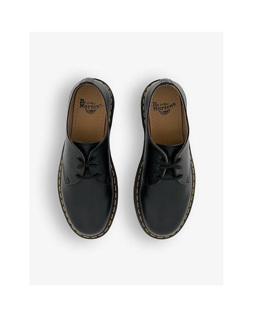Dr. Martens Black 3-Eyelet Chunky-Sole Leather Shoes for men