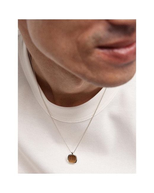 Monica Vinader White Delphi Gemstone Sterling And Tiger's Eye Necklace for men
