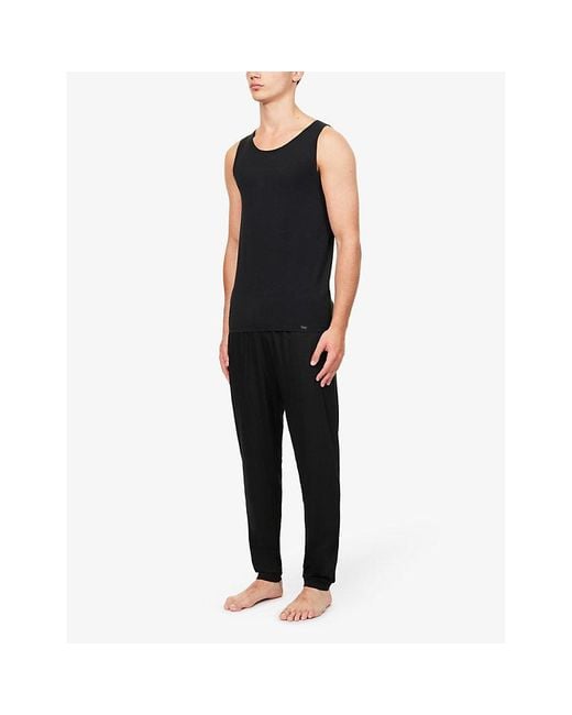 Hanro Black Fitted Stretch-Jersey Vest Top for men