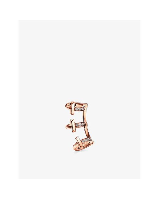 Tiffany & Co White Tiffany T T1 18Ct Rose- And 0.3Ct Brilliant-Cut Diamond Ear Cuff