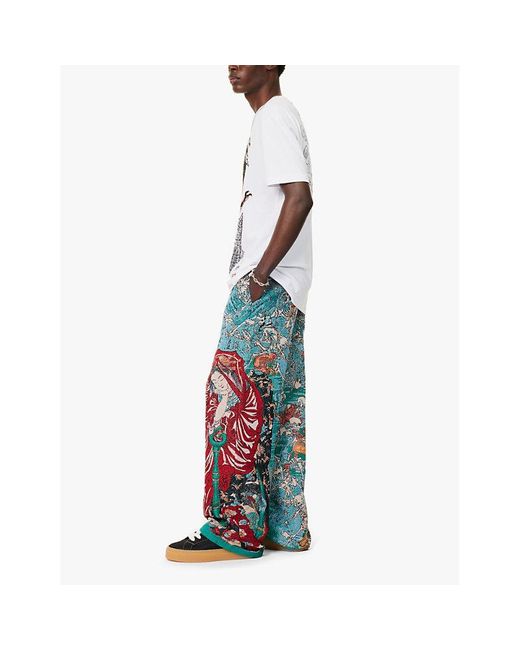 VERYRARE Jigoku Dayu Wide Leg Woven Jogging Bottoms in Blue for Men Lyst UK