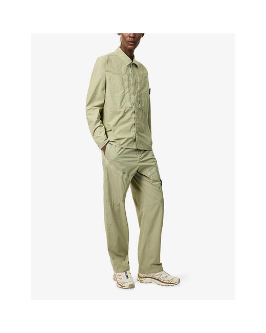 Stone Island Green Tela Paracadute Stretch-Cotton Overshirt for men