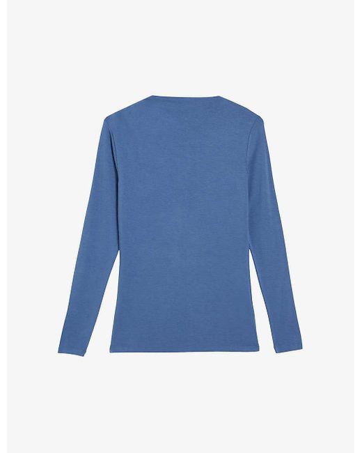 Ted Baker Blue Raylee Pleated Stretch-woven Top