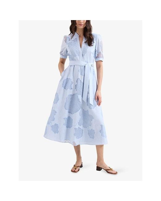 Phase Eight Blue Queenie Floral-Print Woven Midi Dress
