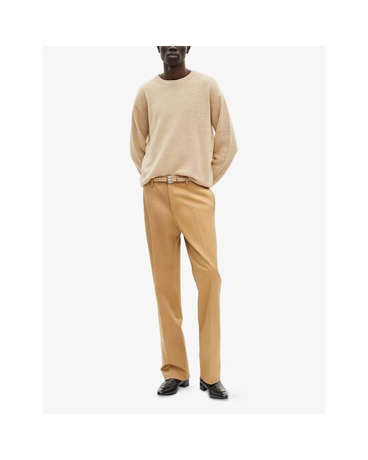 The Kooples Natural Flared Mid-Rise Cotton Trousers for men