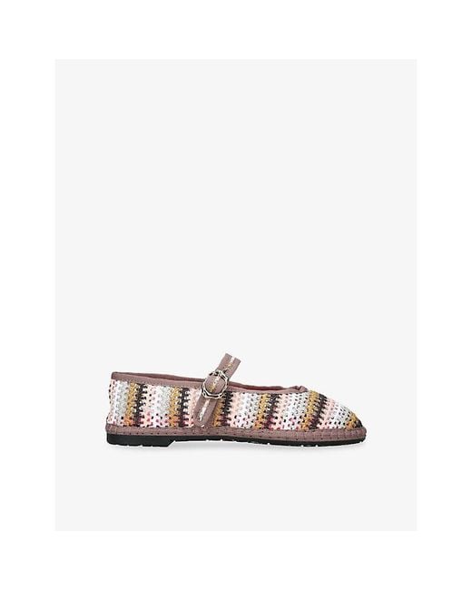 Flabelus Multicolor Pierre Straw Ballet Flats
