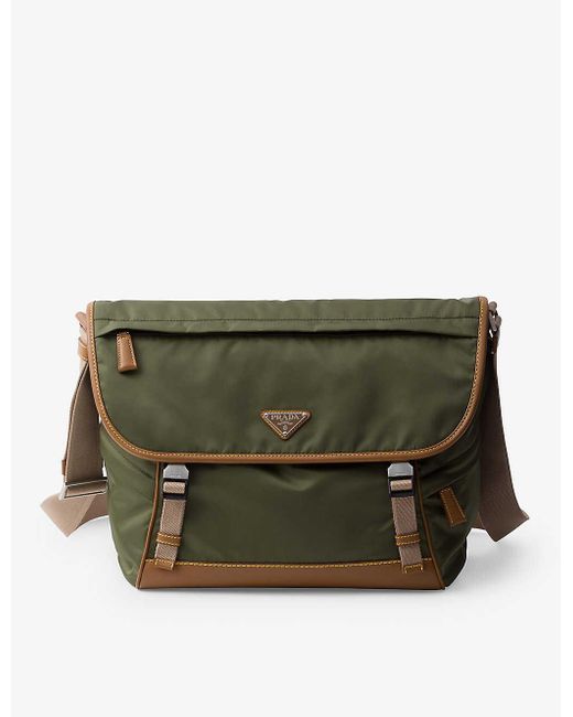 Prada Green Triangle-plaque Re-nylon Shoulder Bag