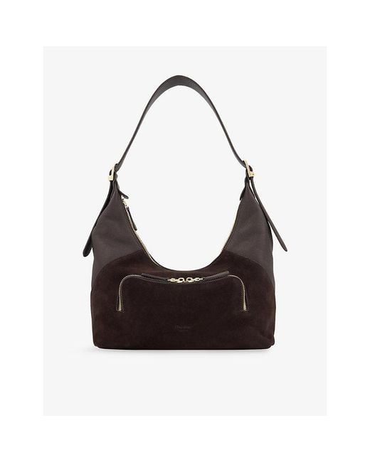 Dune Black Defiant Suede Shoulder Bag