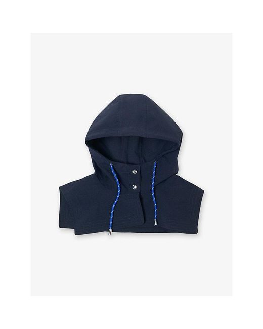 Maje Blue Waterproof Drawstring Shell Hood
