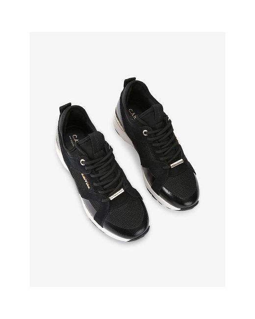 Carvela Kurt Geiger Black Tempo Mesh And Suede Low-Top Trainers