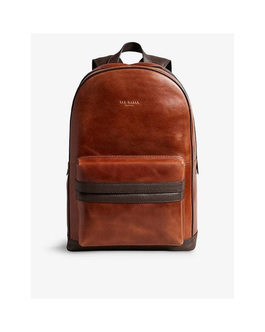 Ted Baker Brown Rayton Logo-embossed Leather Backpack for men