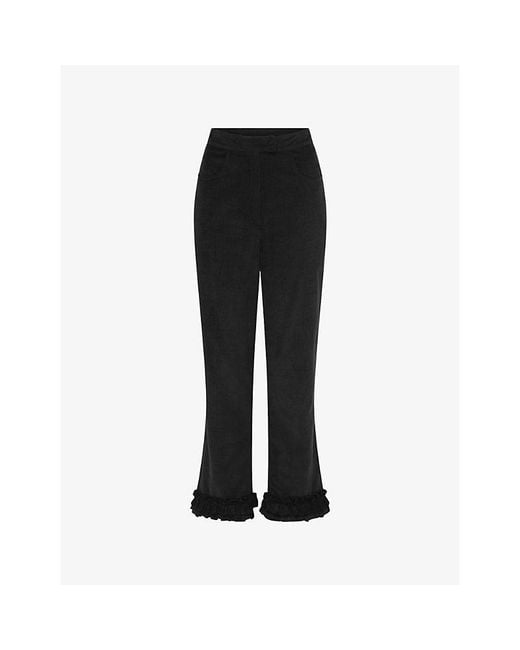 OMNES Black Olin Straight-Leg High-Rise Stretch-Corduroy Trousers
