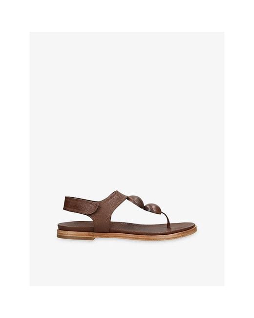 Pedro Garcia Brown Jovanka Leather Flat Sandals
