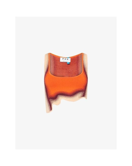 Ph5 Orange Anise Wavy Knitted Bra Top