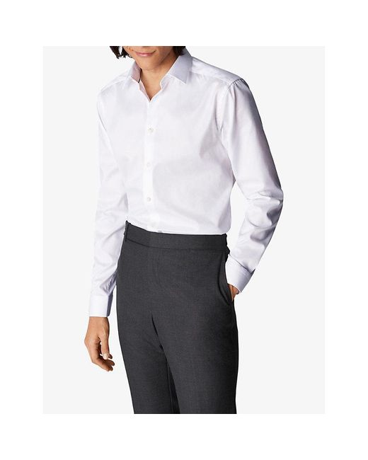 Eton of Sweden White Signature Super Slim-Fit Cotton-Twill Shirt for men