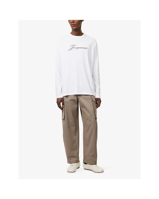 Jacquemus White Le Long-Sleeve Cotton And Hemp-Blend T-Shirt for men
