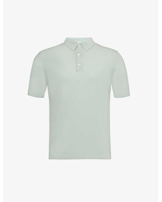Eleventy Green Short-sleeved Ribbed-trim Cotton-knit Polo Shirt X for men
