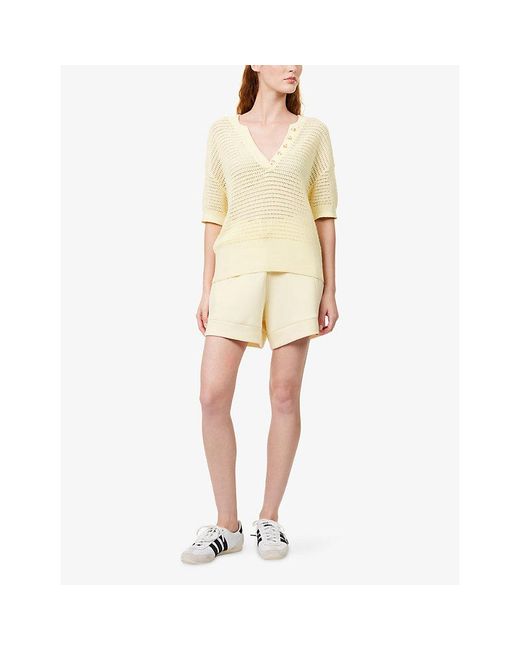 Varley Natural Callie Open-Knit Cotton Top