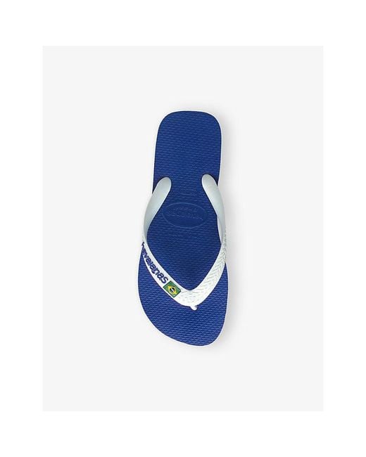 Havaianas Blue Brasil-Flag And Logo Rubber Flip Flops