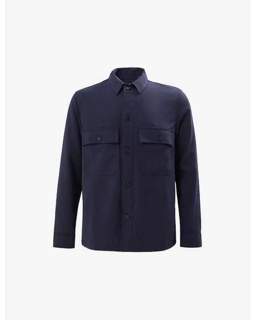 IKKS Blue Vy Patch-pocket Regular-fit Stretch-woven Shirt Xx for men