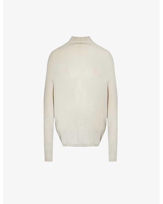 Rick Owens White Boat-neck Relaxed-fit Wool Knitted Top
