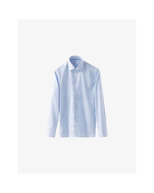 Eton of Sweden Blue Business Fine Striped Signature Contemporary-Fit Cotton-Twill Shirt for men