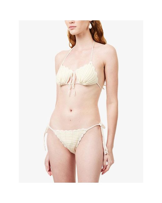 Agua Bendita White Catina Crochet Bikini Top