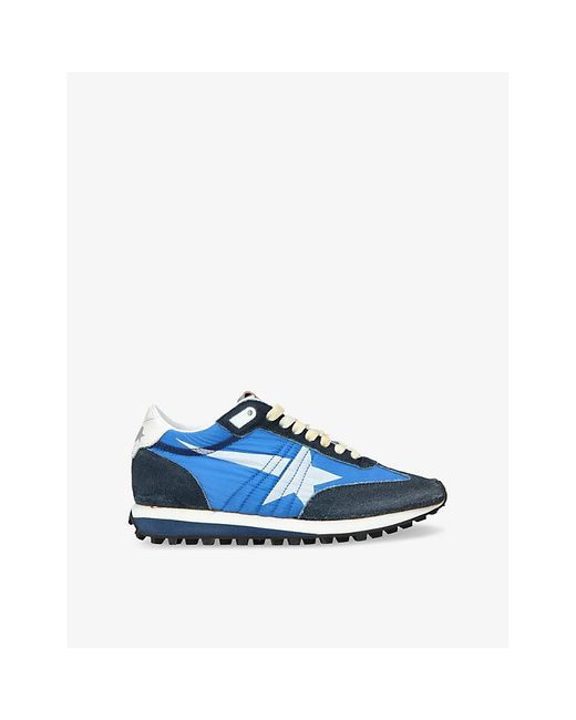 Golden Goose Deluxe Brand Blue Running Marathon 50738 Suede And Mesh Low-Top Trainers