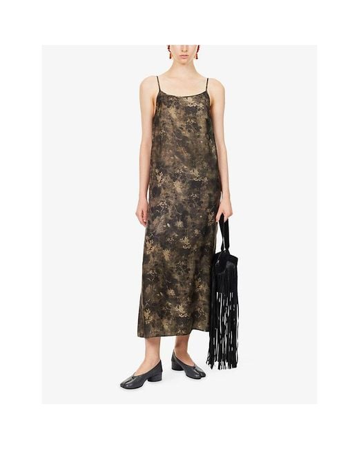 Uma Wang Natural Anaya Floral-Print Woven Midi Dress