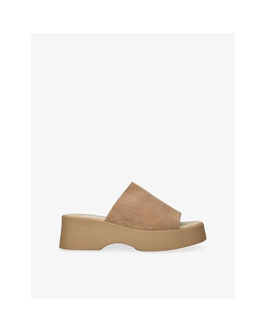 Steve Madden Natural Slinky30 Suede Platform Sandals