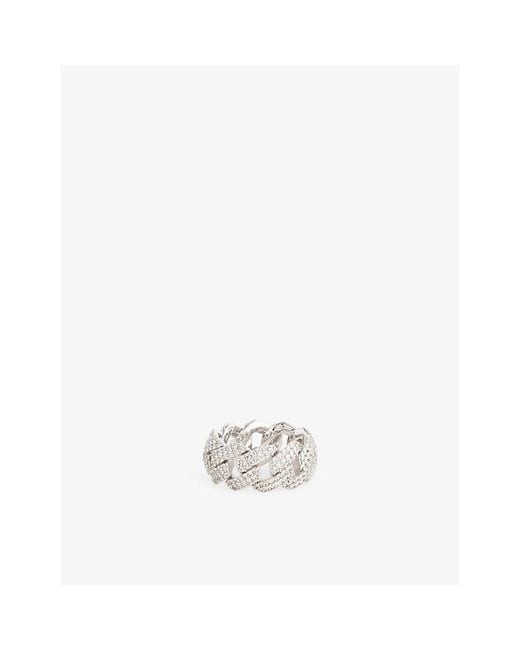 DARKAI White Prong Pavé 18Ct-Plated Stainless-Steel Ring for men