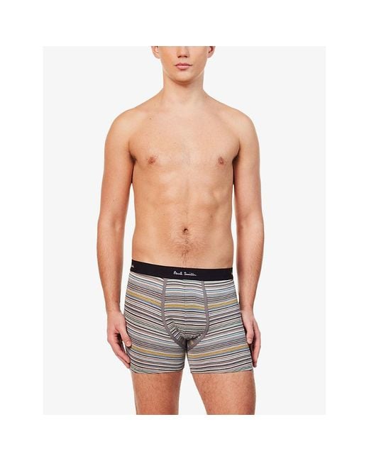Paul Smith Blue Branded-waistband Pack Of Seven Stretch-organic Cotton Trunks for men