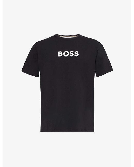 Boss Black Logo-print Stretch-cotton T-shirt X for men