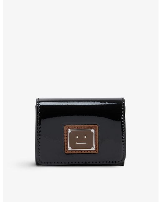 Acne Black Face-patch Faux Patent-leather Card Holder