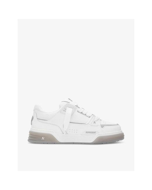 Represent White Studio Panelled Leather Mid-top Trainers for men