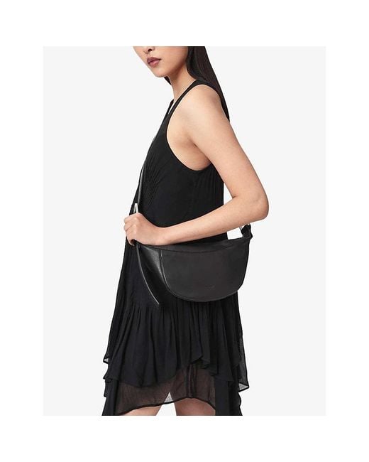 AllSaints Black Luna Leather Cross-Body Bag
